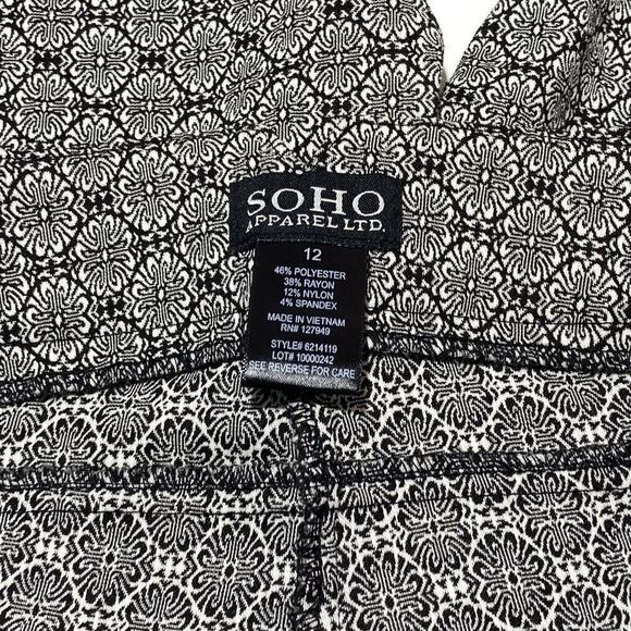 Soho Black White Printed Capri Cropped Pants 12 - Picture 8 of 8